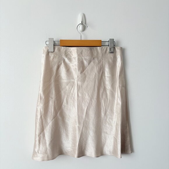 Aritzia Babaton Slip Mini Skirt Nude Champagne Size 10 - Picture 5 of 6